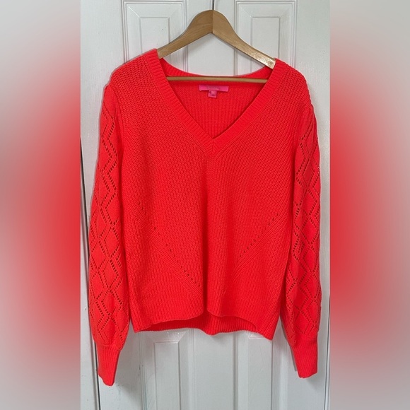 Lilly Pulitzer Sweater Women’s XL XLarge Coral Luletta Preppy Spring Resortwear - Picture 2 of 9